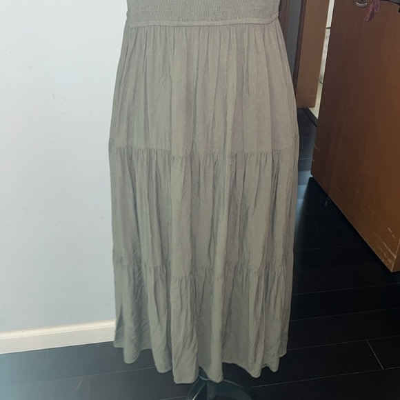 MEROKEETY Flutter Sleeve Smocked Midi Dress V Neck Casual Tiered w/ Pockets - Picture 4 of 9